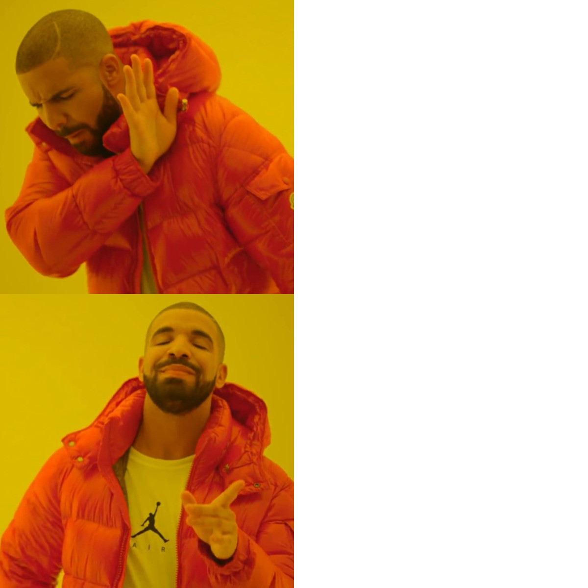 Drake Hotline Bling meme about The Oodie