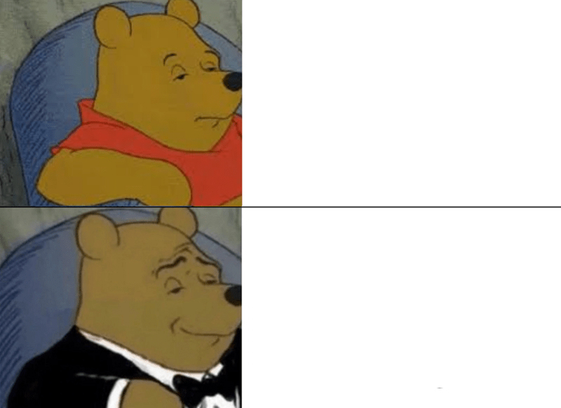 Tuxedo Winnie The Pooh meme about The Oodie